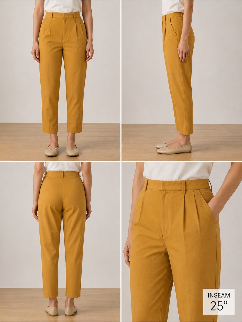 Forever 21 Mustard High Waist Tapered Ankle Trousers 90s Minimalist, size M